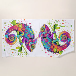 Serviette De Plage Style d'aquarelle des teintures Chameleon
