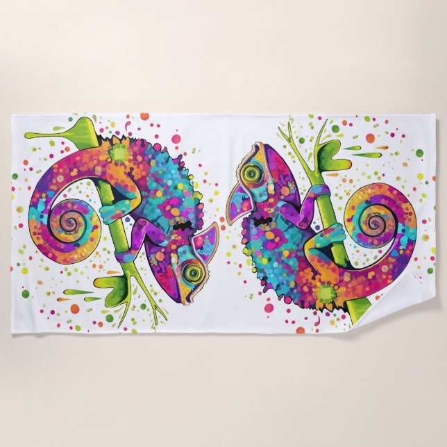 Serviette De Plage Style d'aquarelle des teintures Chameleon (Devant)