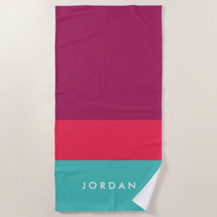 Serviette De Plage Style moderne violet rose turquoise Bloc de couleu