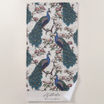 Serviette De Plage Stylé Peacock et Flower Bridesmaid<br><div class="desc">Cette élégante serviette de plage Bridesmaid Peacock et Flower dispose de paons bleus et turquoises perchés sur des branches d'arbres de Magnolia en pleine floraison, dessinés à la main à l'encre noire. Personnalisez avec le nom et l'en-tête (tout le texte est modifiable) en cliquant sur "Personnalisez ce modèle" sur la...</div>