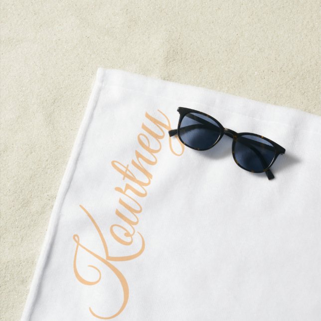 SERVIETTE DE PLAGE STYLISH MODERN CUSTOM NAME BRIDE BACHELOR PARTY  (En situation)