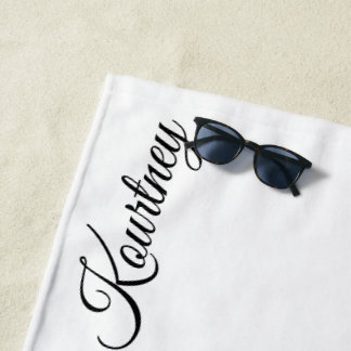 SERVIETTE DE PLAGE STYLISH MODERN CUSTOM NAME BRIDE BACHELOR PARTY