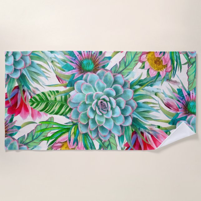 Serviette De Plage Succulent jardin tropical (Devant)