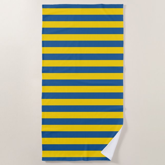 Serviette De Plage Suède Ukraine drapeau rayures lignes motif bleu ja (Devant)