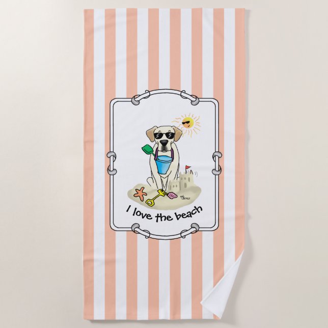 Serviette De Plage Summer Beach Yellow Lab Labrador Retriever Chien (Devant)