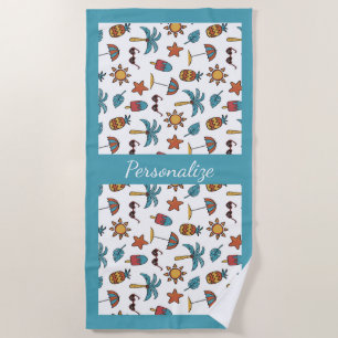 Serviette De Plage Summer Fun Beach Palm Tree Ananas Personnalisé
