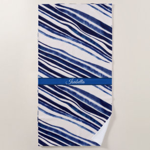 Serviette De Plage Summer Navy Blue Boat Populaire Stripes Collection