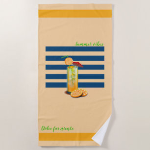 Serviette De Plage "Summer Vibes" Orange Dolce Far Niente Beach Towne