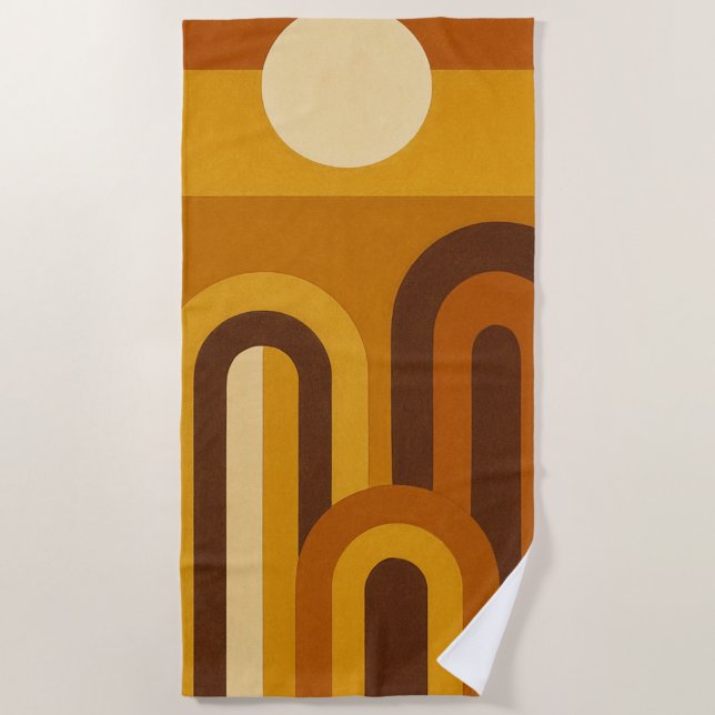 Serviette De Plage Sun & Arches Mid Century Modern Geometric Design (Devant)