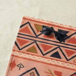 Serviette De Plage Sun-Kissed Hand-Drawn Moroccan Tribal Art