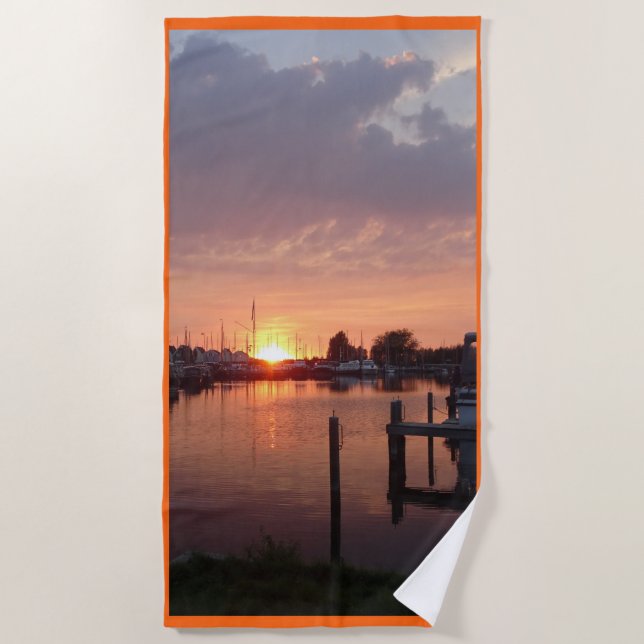 Serviette de plage Sunset Huizen Harbour (Devant)