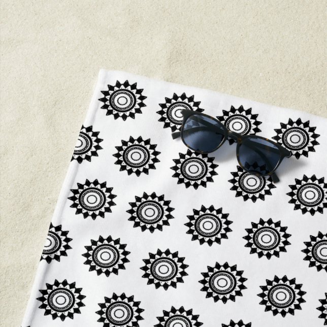 Serviette De Plage Sunshine Star Black and White (En situation)