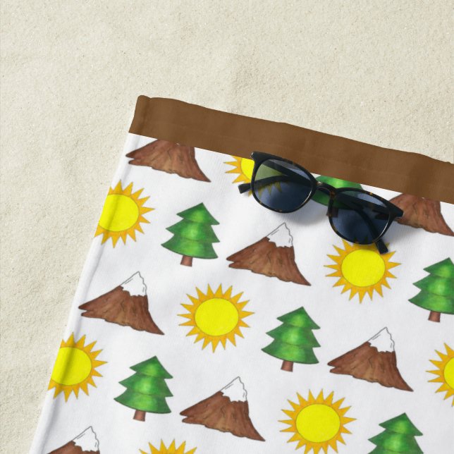 Serviette De Plage Sunshine Tree Mountain Randonnée Woods Camp extéri (En situation)