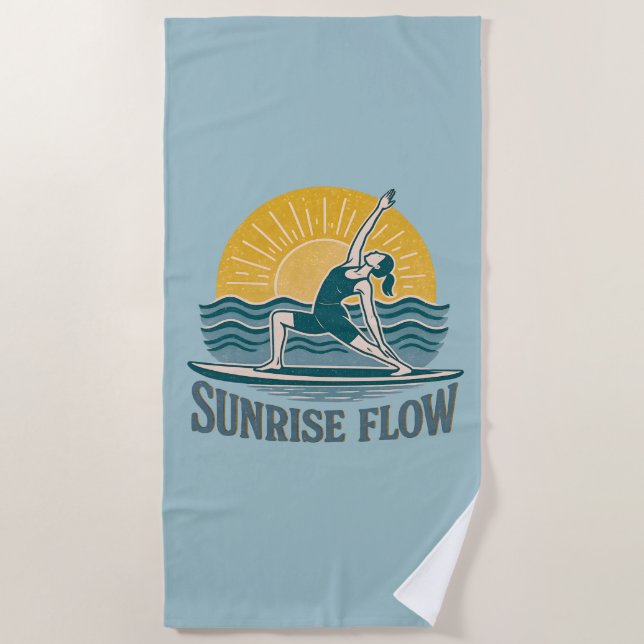 Serviette De Plage SUP Sunrise Flow Paddleboard Yoga | Blue Graphic (Devant)
