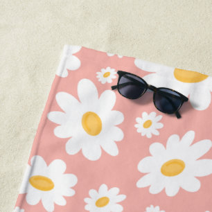 Serviette De Plage Super Blush Boho Daisy Floral Garden Motif