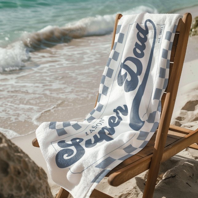 Serviette De Plage Super Papa établi | Monogramme (Créateur téléchargé)