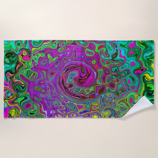 Serviette De Plage Super Purple Abstrait Retro Liquid Swirl (Devant)