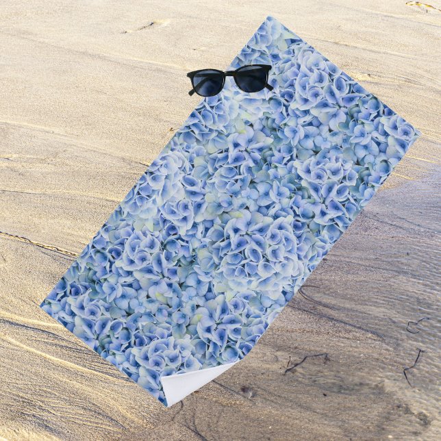 Serviette De Plage Superbes hydrangées bleues - motif floral (Créateur téléchargé)