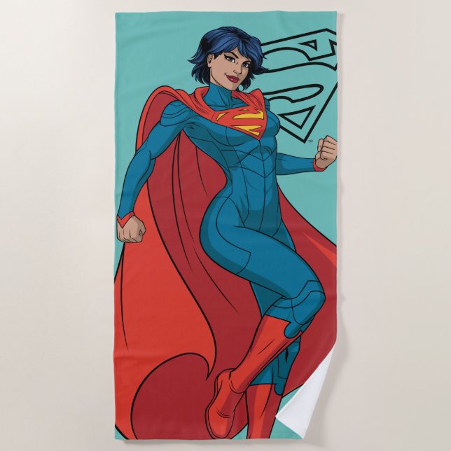 Serviette De Plage Supergirl Hovering en costume bleu (Devant)