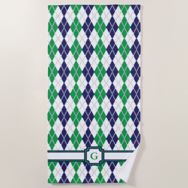 Serviette De Plage Sur le Green Jacquard Beach Towel (Devant)