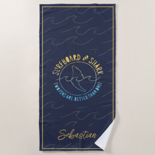 Serviette De Plage Surf Et Requin Drôle Surfer Surf Été