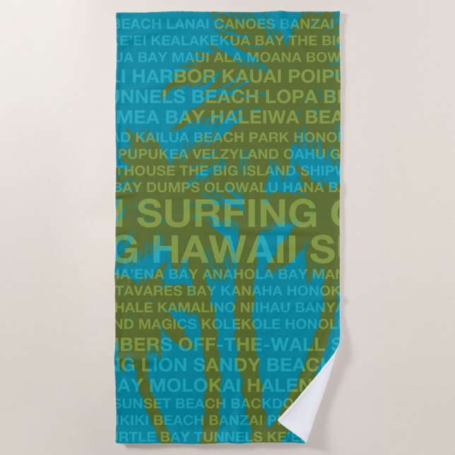 Serviette De Plage Surf Hawaii Palm Trees Hawaiian Tropical (Devant)