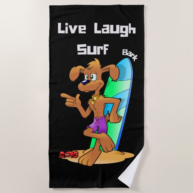 Serviette De Plage Surf moderne Live Laugh (Devant)