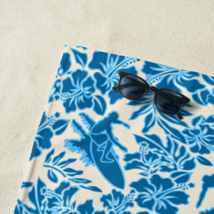 Serviette De Plage Surf Pareau Hawaiian Hibiscus Aloha - Bleu