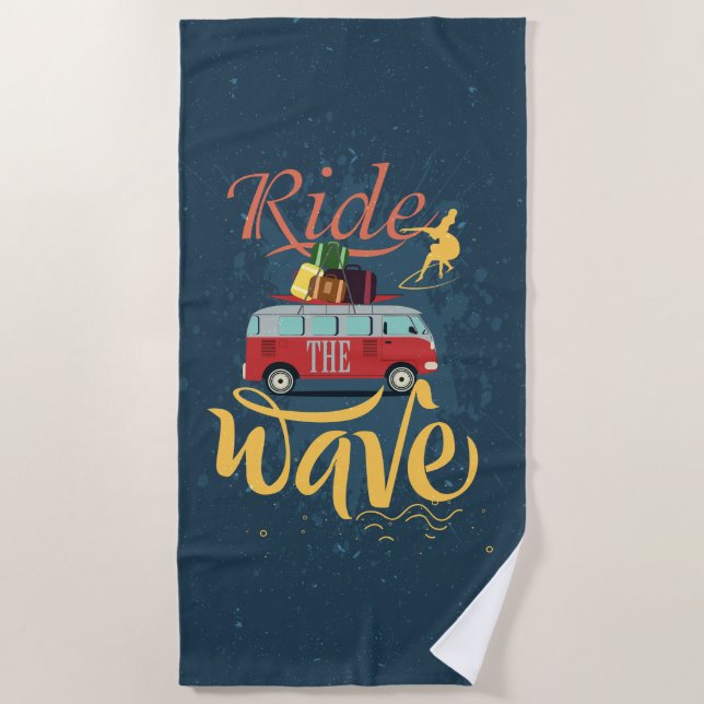 Serviette De Plage Surf Ride the Wave Beach Towel (Devant)