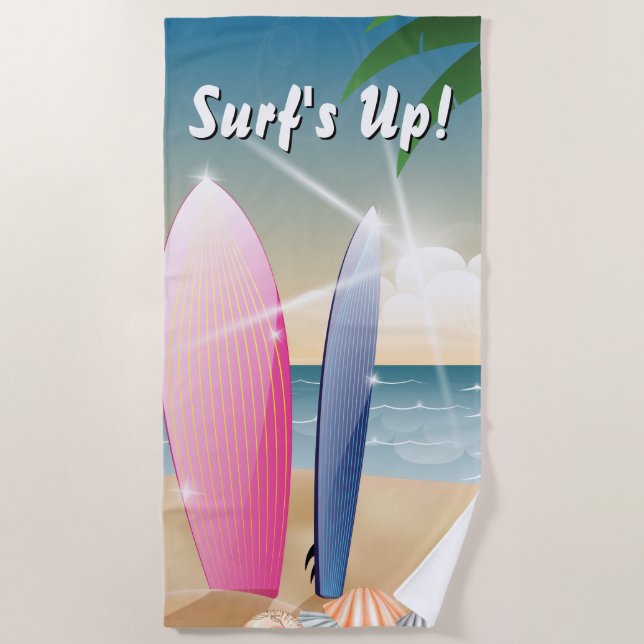 Serviette De Plage Surf Surfboards sur la plage (Devant)