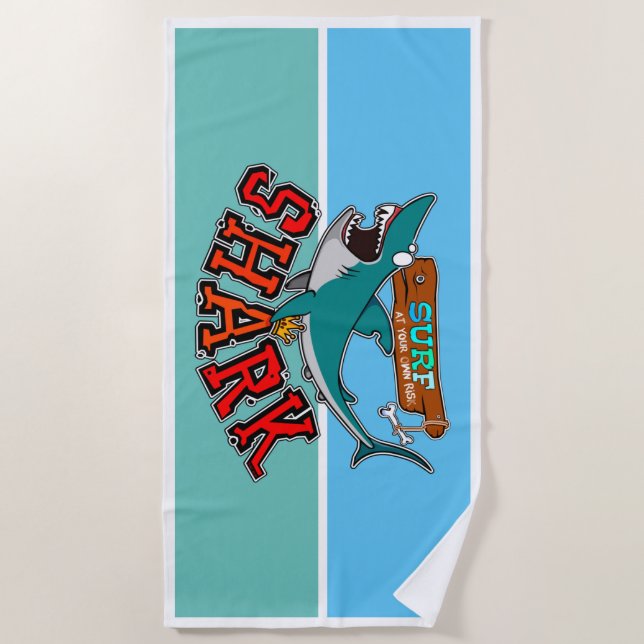 Serviette De Plage Surf with the shark (Devant)