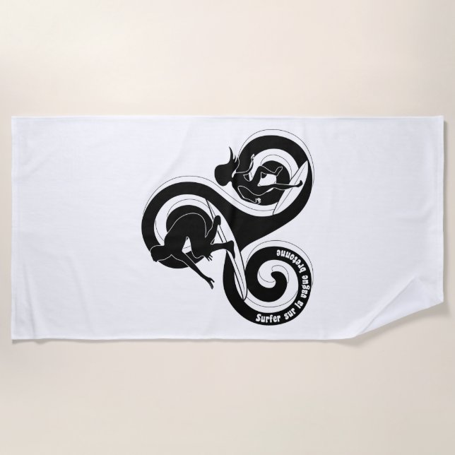 Serviette De Plage Surfer sur la vague bretonne (Devant)