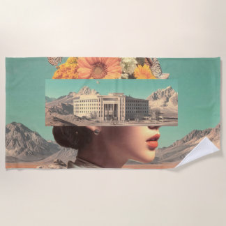 Serviette De Plage Surreal Portrait with Architectural Landscape