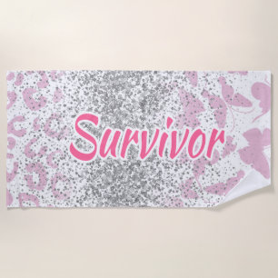 Serviette de plage Survivante Rose - Cancer du sei
