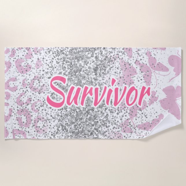 Serviette de plage Survivante Rose - Cancer du sei (Devant)