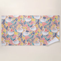 Swans doux en Whimsical sur rose pâle