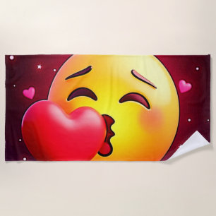 Serviette De Plage Sweet Kiss Heart Emoji