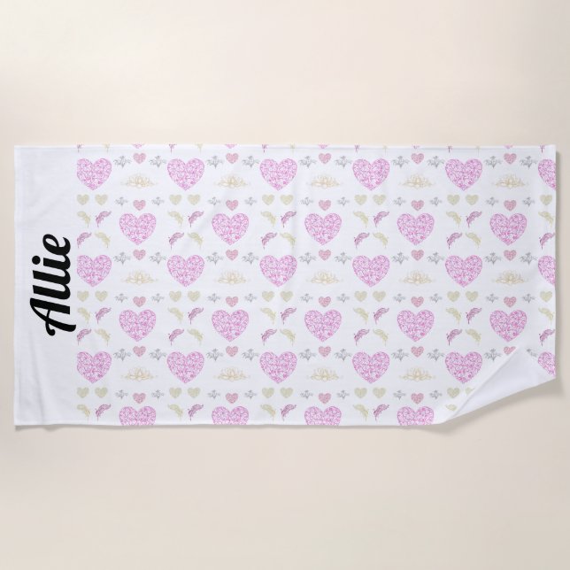 Serviette De Plage Sweet romantic valentine heart (Devant)