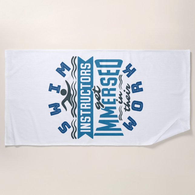 Serviette De Plage Swim Instructors Get Immersed In Their Work (Devant)