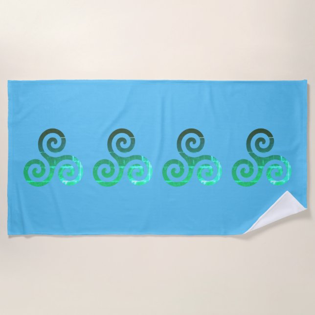 Serviette De Plage Symbole celtique antique Emerald Triskele (Devant)