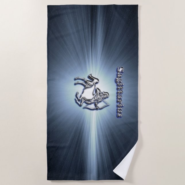 Serviette De Plage Symbole de chrome de Sagittaire (Devant)