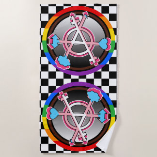Serviette De Plage Symbole de l'anarchie du genre, emblème sur damier