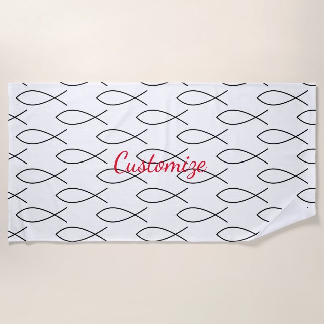 Serviette De Plage Symbole de poisson chrétien Ichthys Thunder_Cove (Devant)