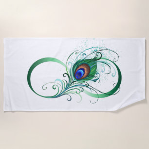 Serviette De Plage Symbole d'infini avec plume de paon