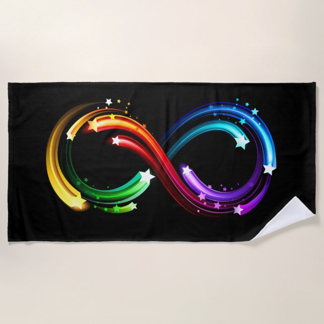 Serviette De Plage Symbole d'infini de comètes arc-en-ciel (Devant)