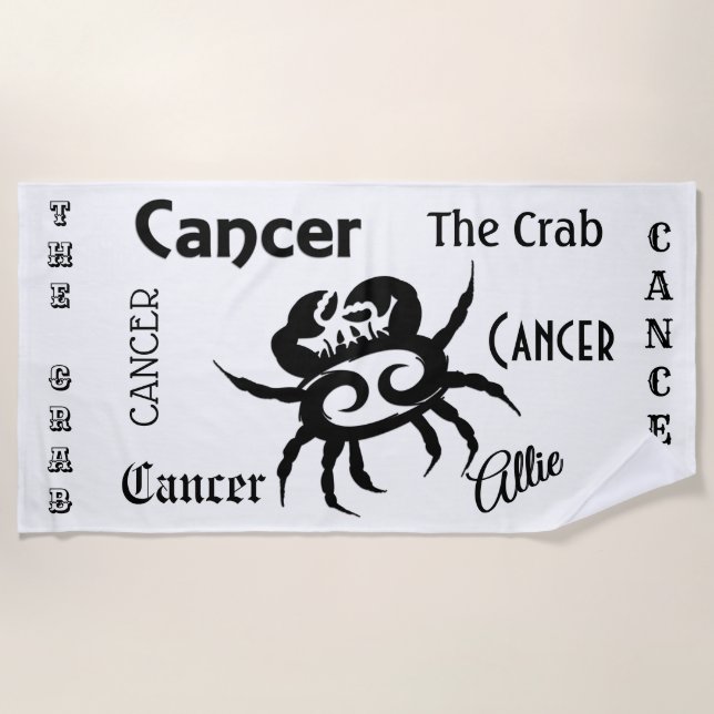 Serviette De Plage Symbole et signe du cancer du zodiaque (Devant)