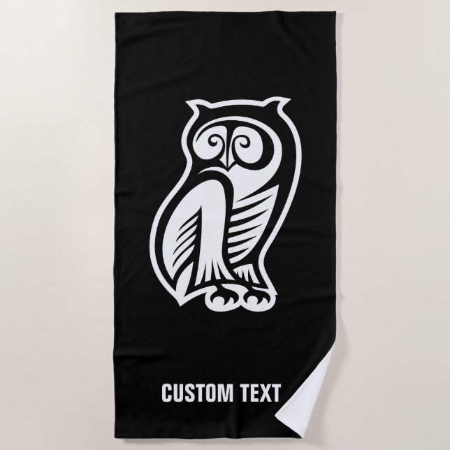 Serviette De Plage Symbole hibou blanc (Devant)