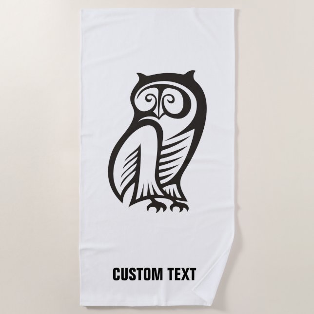 Serviette De Plage Symbole hibou noir (Devant)