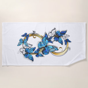 Serviette De Plage Symbole infini de papillons Morpho bleus