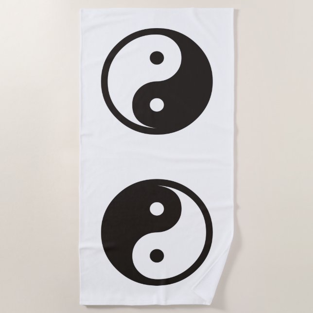 Serviette De Plage Symbole Yin Yang - conception de tatouage solide (Devant)